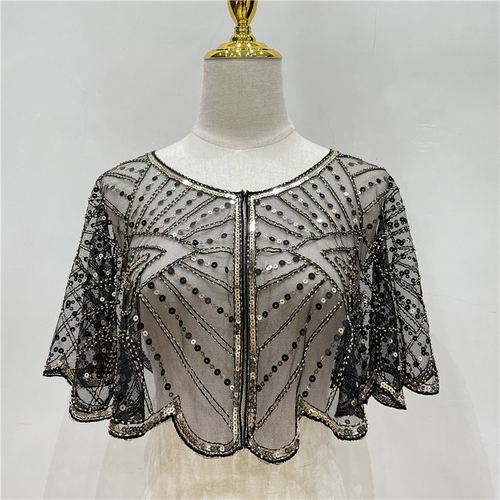 Women's Sequin Beaded Short Bolero - Multi-Ways to Wear, Thin Versatile Shawl for Dresses & More