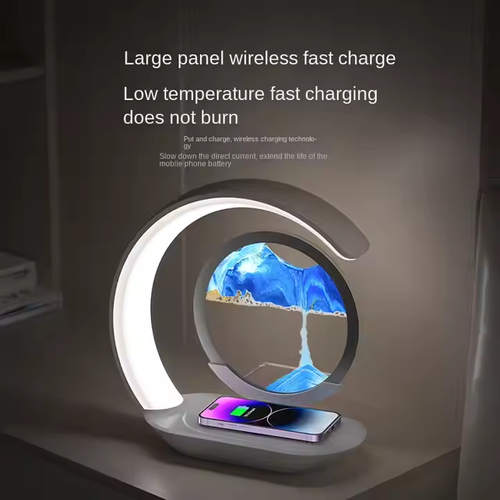 Quicksand Art Lamp + Wireless Charger - 2 Dimming Modes & Easy - Swap Panels