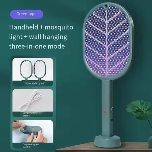 USB - Rechargeable Electric Mosquito Swatter - 2 - in - 1 Optical & Shock, Home Mosquito Repellent
