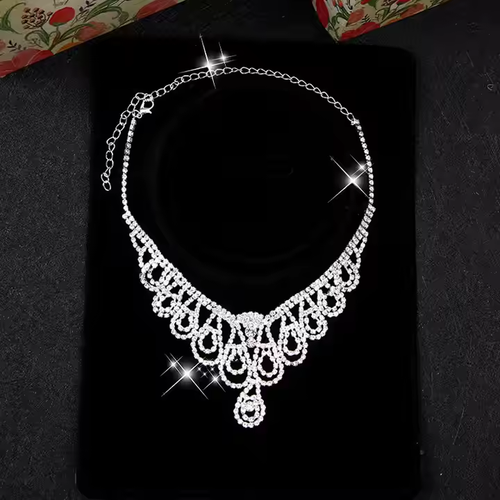 Luxury Bridal Jewelry Set - Necklace & Earrings for Weddings, Stage Performances, Costume Accessories