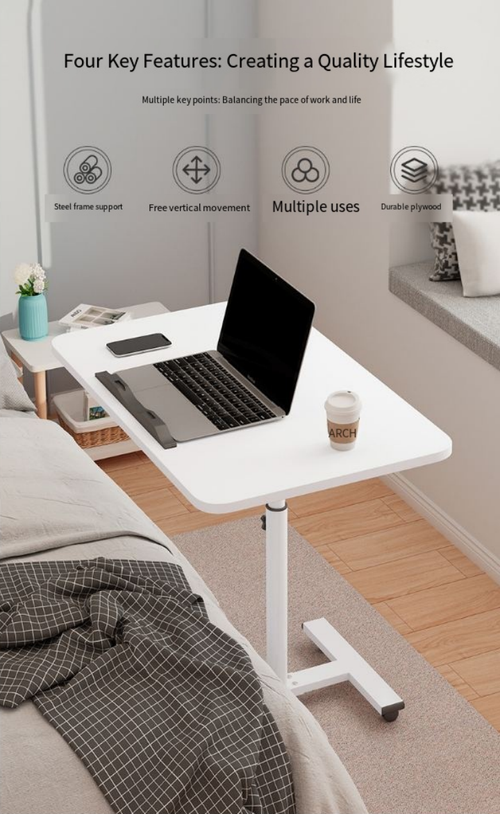 Mobile Adjustable Laptop Table - Multi - Scenario for Home Office, Bedside & Coffee Use