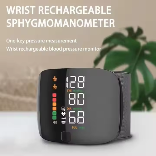 LCD Screen Wrist Blood Pressure Monitor - Rechargeable, Digital Tensiometre
