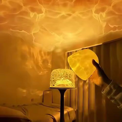 USB - Charging 16 - Color LED Table Lamp - Dynamic Rotating Ripple, Kids' Bedroom Projector & Ambient Night Light
