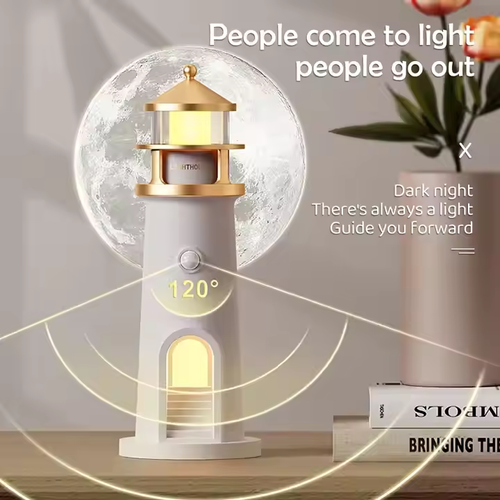 Remote - Operated Rechargeable Moonlight Tower Lamp - LED Projection for Bedroom