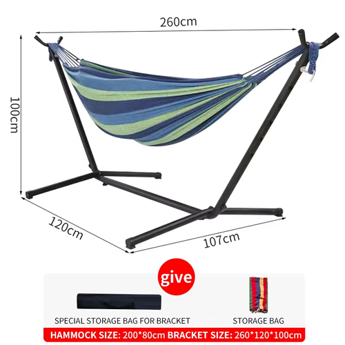 Double Hammock with Stable Steel Stand - Anti - Tip, Easy Setup for Indoor - Outdoor Use