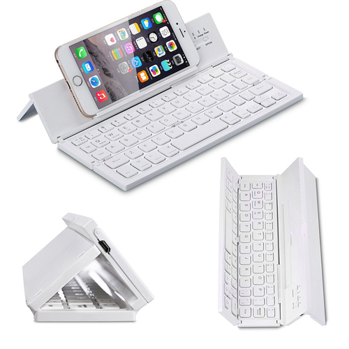 Foldable Bluetooth Keyboard - 3 - Fold Aluminum Alloy Mini Wireless Keypad for Phone & Tablet