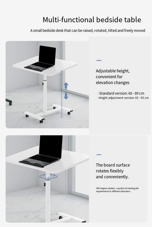 Mobile Adjustable Laptop Table - Multi - Scenario for Home Office, Bedside & Coffee Use