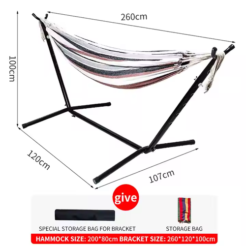 Double Hammock with Stable Steel Stand - Anti - Tip, Easy Setup for Indoor - Outdoor Use