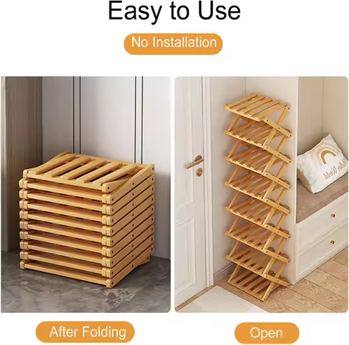 Foldable Narrow Shoe Rack - No - Install, Multi - Tier Storage for Entryway & Dorm