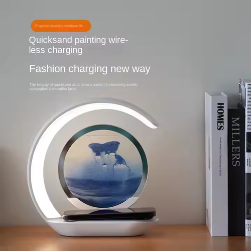 Quicksand Art Lamp + Wireless Charger - 2 Dimming Modes & Easy - Swap Panels