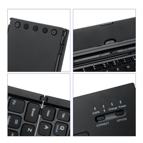 Foldable Bluetooth Keyboard - 3 - Fold Aluminum Alloy Mini Wireless Keypad for Phone & Tablet