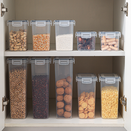 36-Piece Rectangular Airtight Food Storage Containers Set - Plastic PP Cereal Jars, Transparent Seal 保鲜 Boxes for Pantry Organization
