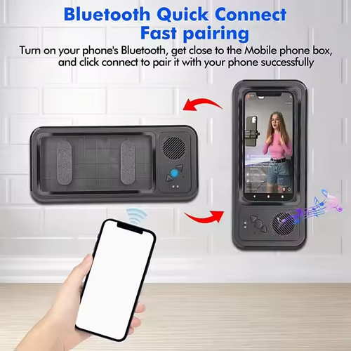 Waterproof Bluetooth Speaker Phone Holder - Shower & TV Viewing, Touch - Screen Compatible