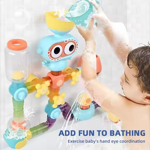 21 Parts DIY Kids Bath Toy Set - Cartoon Water Pump & Shower, Fun for Pool, Beach & Parent - Child Play
