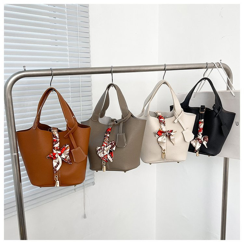 New Fashion Bucket Bag Portable PU Crossbody Women's Tote Handbags Detachable Shoulder Strap Zipper Wholesale Small Tote