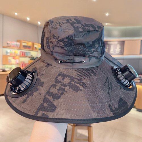 Solar - Rechargeable Digital Display Fisherman Hat - Extra Large Brim, Perfect for Summer Hiking or Fishing