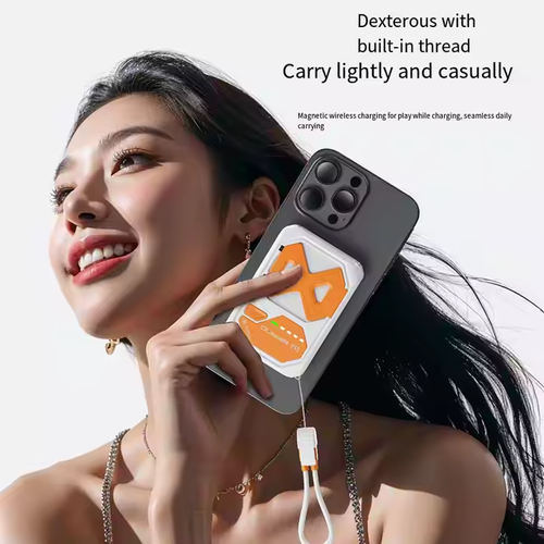 2-in-1 Multifunctional MagSafe Magnetic Power Bank | 22.5W Fast Charging, Built - in Cable & Stand for Easy Carrying