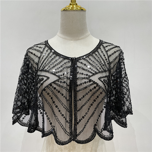 Women's Sequin Beaded Short Bolero - Multi-Ways to Wear, Thin Versatile Shawl for Dresses & More