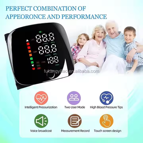 LCD Screen Wrist Blood Pressure Monitor - Rechargeable, Digital Tensiometre