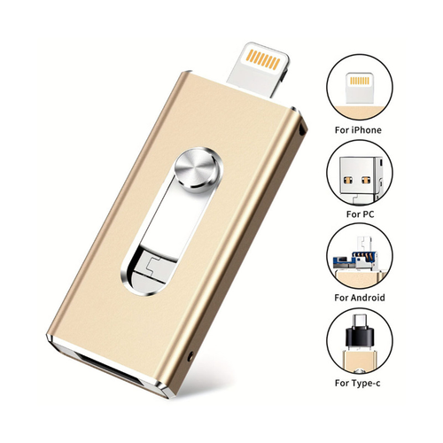 128GB Multi - Device OTG U Disk - 4 - in - 1 for iPhone & Computer Connectivity