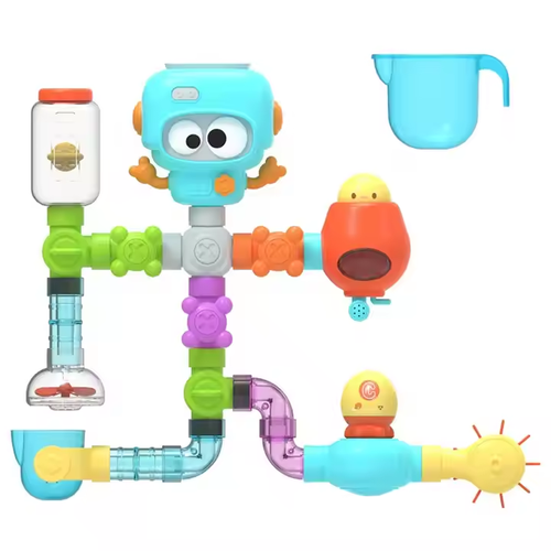 21 Parts DIY Kids Bath Toy Set - Cartoon Water Pump & Shower, Fun for Pool, Beach & Parent - Child Play