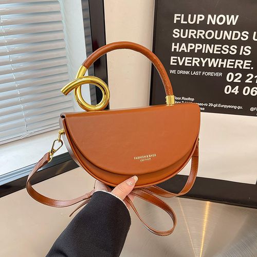 Designer Pu leather semi-circular handbag