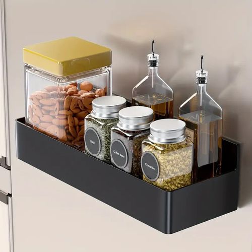 Best-selling Magnetic Drill-Free Adhesive-Free Fridge Rack – Seasoning    Condiment Rack – Storage Rack for Kitchen Refrigerators and Washing Machines