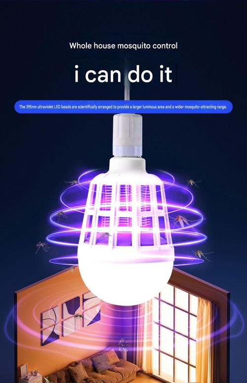 Dual-purpose LED mosquito-killing light bulb (E27 base) for home use—physical mosquito and fly trap repellent bulb.