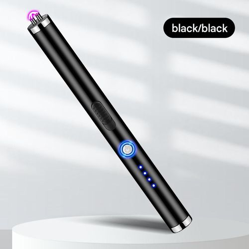 Long-Handle Electric Arc Lighter — Windproof, USB Rechargeable Igniter with Digital Battery Display, Dual Safety Switches, and Metal Casing