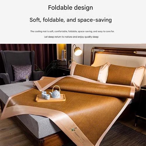 Mugwort Mosquito-Repellent & Ice Silk Cooling Mat — Reversible Ancient Vine-Style Mat (Air-Conditioning Mat) | Foldable Cooling Mat for Home & Dormitory Use
