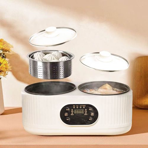 Multifunctional Electric Hot Pot with Non-Stick Divided Compartments for Cooking and Stir-Frying