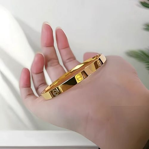 Premium Edition Stainless Steel Open Bangle for Women — Light Luxury, High-End, and Minimalist Style. Non-Fading Titanium Steel with Engraved Hallmark.