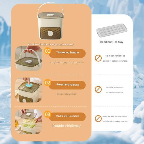 Press-Type Ice Cube Tray & Mold — Food-Grade Silicone Ice Maker Box with Lid, Easy-Release Design