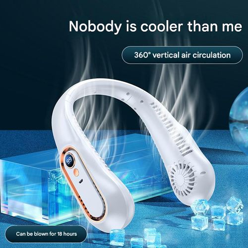 New Silent, Bladeless, Rechargeable Neck Fan — 5-Speed ​​Adjustable | Ultra-Long Battery Life | Portable Outdoor Cooling Device