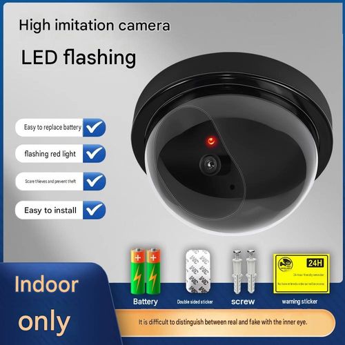 Dummy surveillance camera model with flashing LED light