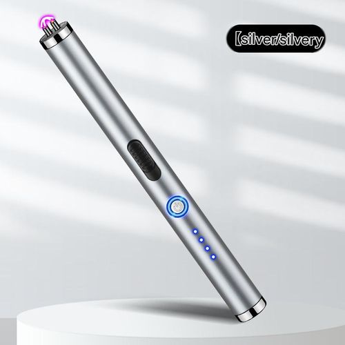 Long-Handle Electric Arc Lighter — Windproof, USB Rechargeable Igniter with Digital Battery Display, Dual Safety Switches, and Metal Casing