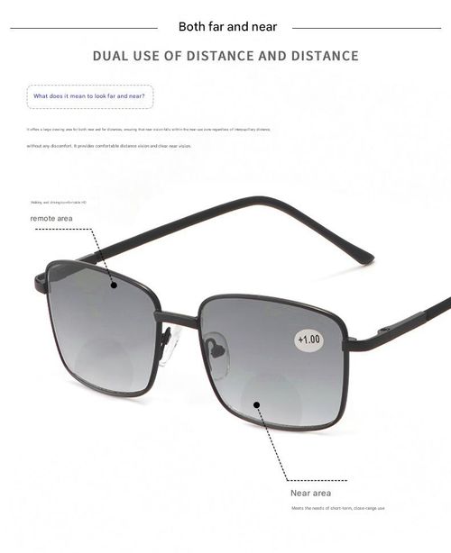 Men's Dual-Focus Sunglasses & Reading Glasses — Two-in-One Eyewear for Distance and Near Vision, Ideal for Outdoors, Driving, UV Protection, and Sun Shading