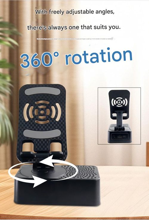 All-in-One Multifunctional Desktop Gadget: Universal, Foldable, and Portable — Featuring a Rotating Phone Stand, Bluetooth Speaker, and Power Bank