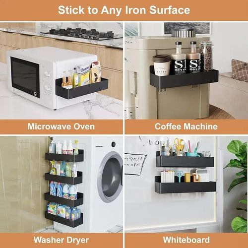 Best-selling Magnetic Drill-Free Adhesive-Free Fridge Rack – Seasoning    Condiment Rack – Storage Rack for Kitchen Refrigerators and Washing Machines