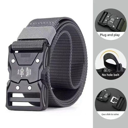 Men's Tactical Nylon Belt with Quick-Release Buckle — Cobra-Style Outdoor, Military Training, Canvas, Sports, and Cargo Pant Belt