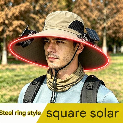 Men's Outdoor UV-Protection Fishing Hat with Solar-Powered Fan