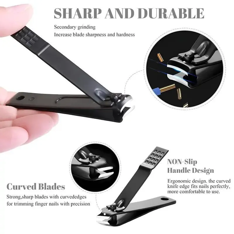 Black 24-piece nail clipper set, in stock and ready to ship, stainless steel complete set of nail care tools and nail clippers.