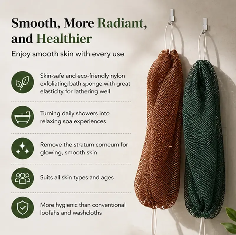 Best-Selling Nylon Drawstring Exfoliating Cloth — High-Elasticity Sauna Towel, The Ultimate Exfoliating Bathing Tool for Home   Bathhouses