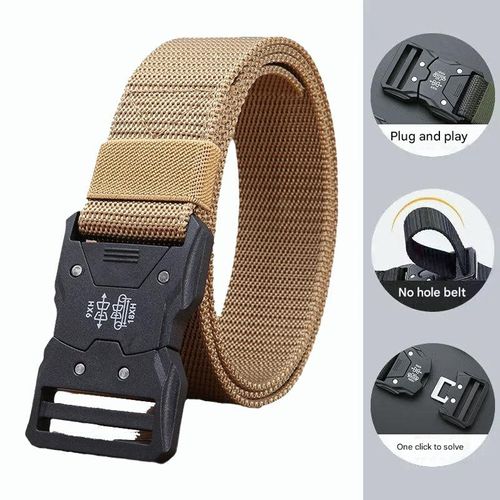 Men's Tactical Nylon Belt with Quick-Release Buckle — Cobra-Style Outdoor, Military Training, Canvas, Sports, and Cargo Pant Belt