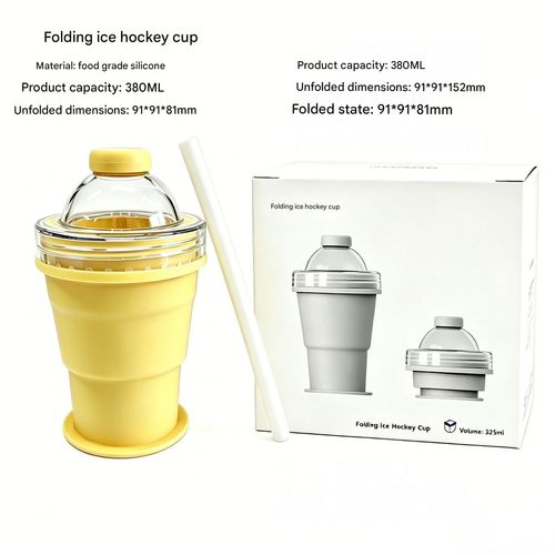 Collapsible Ice Hockey Cup & Large Ice Sphere Mold — Sealed Ice Tray Tumbler, Ice Cube Maker, and DIY Ice Ball Travel Cup