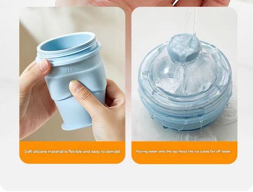 Collapsible Ice Hockey Cup & Large Ice Sphere Mold — Sealed Ice Tray Tumbler, Ice Cube Maker, and DIY Ice Ball Travel Cup