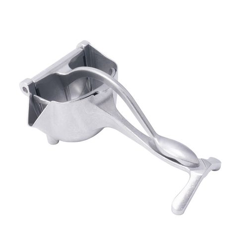 Manual juicer with thickened aluminum alloy construction for pressing fruit.