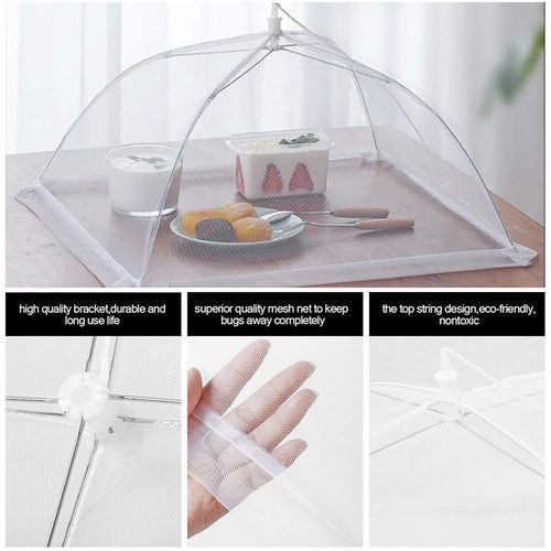White Insect-Proof Cover — Foldable, Washable Mesh Food Cover (Dust-Proof)
