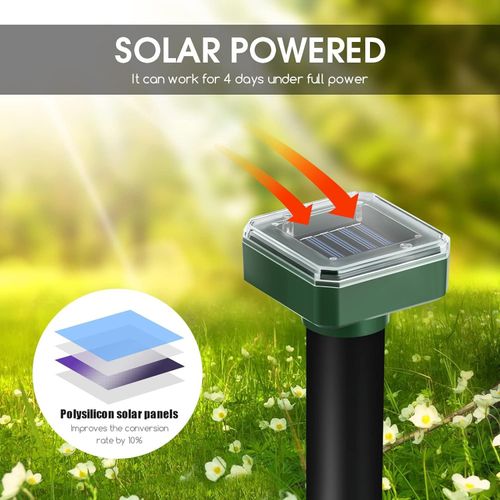Solar-powered ultrasonic animal repeller