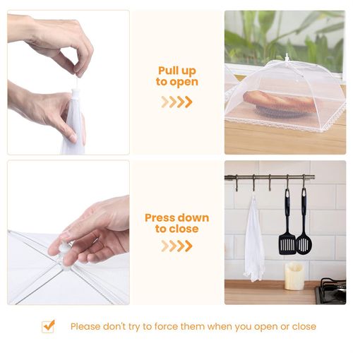 White Insect-Proof Cover — Foldable, Washable Mesh Food Cover (Dust-Proof)